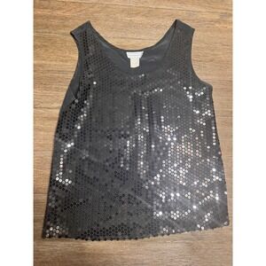Impressions of California Vintage Black Sequin Tank Top Sleeveless Blouse Small